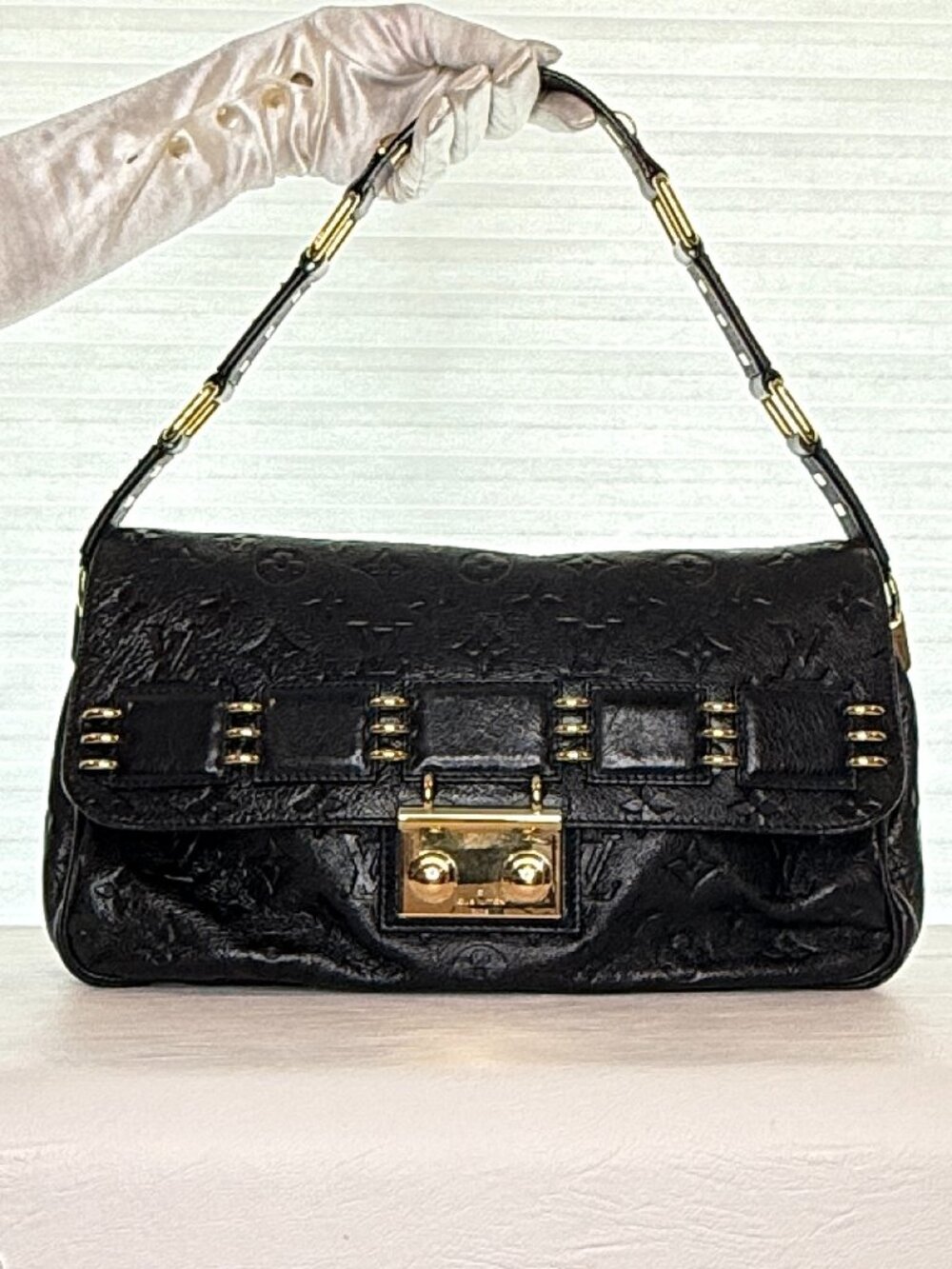 Louis Vuitton Rubel Monogram Empreinte Black Leather Shoulder Bag 2009 - Picture 2 of 16